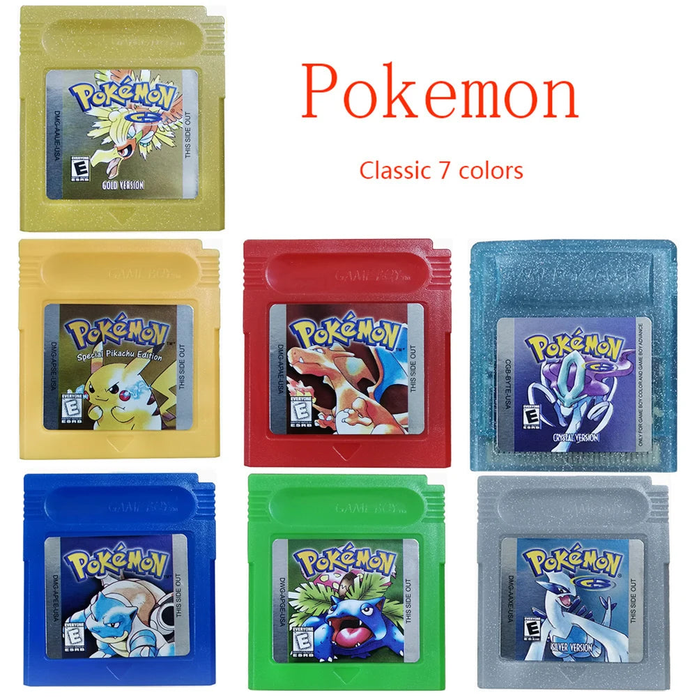 Pokemon GBC 16-bit Game Video Game Cartridge Console Card Pokemon Red Blue Crystal Golden Green Silver Yellow