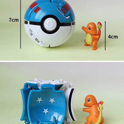 Pokemon Elf Ball Figure Pikachu Charizard Blastoise Mewtwo Pocket Monster Variant Pokeball Deformation Toys Action Model Gift