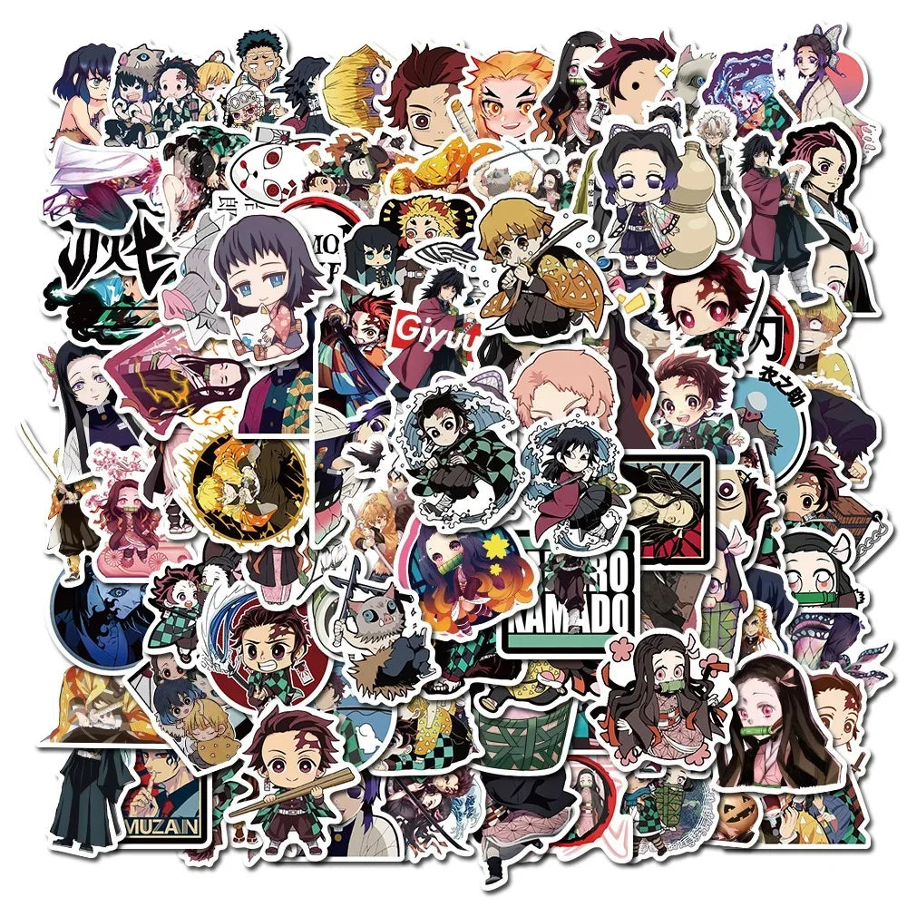 100PCS Mix Anime Collection Stickers Waterproof DIY Graffiti Phone Laptop Luggage Guitar Notebook Cup Cartoon Stickers Kids Toy