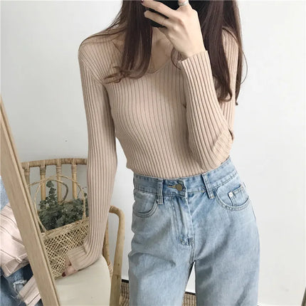 Korean Autumn V Neck Sweater Knitted Fashion Sweaters 2025 Slim Winter Tops For Women Pullover Jumper Pull Femme Truien Dames
