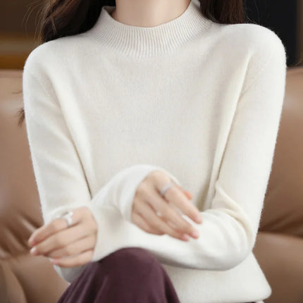 100% Merino Wool Cashmere Sweater Women Knitted Sweater Turtleneck Long Sleeve Pullovers Autumn Winter Clothing Warm Jumper Tops