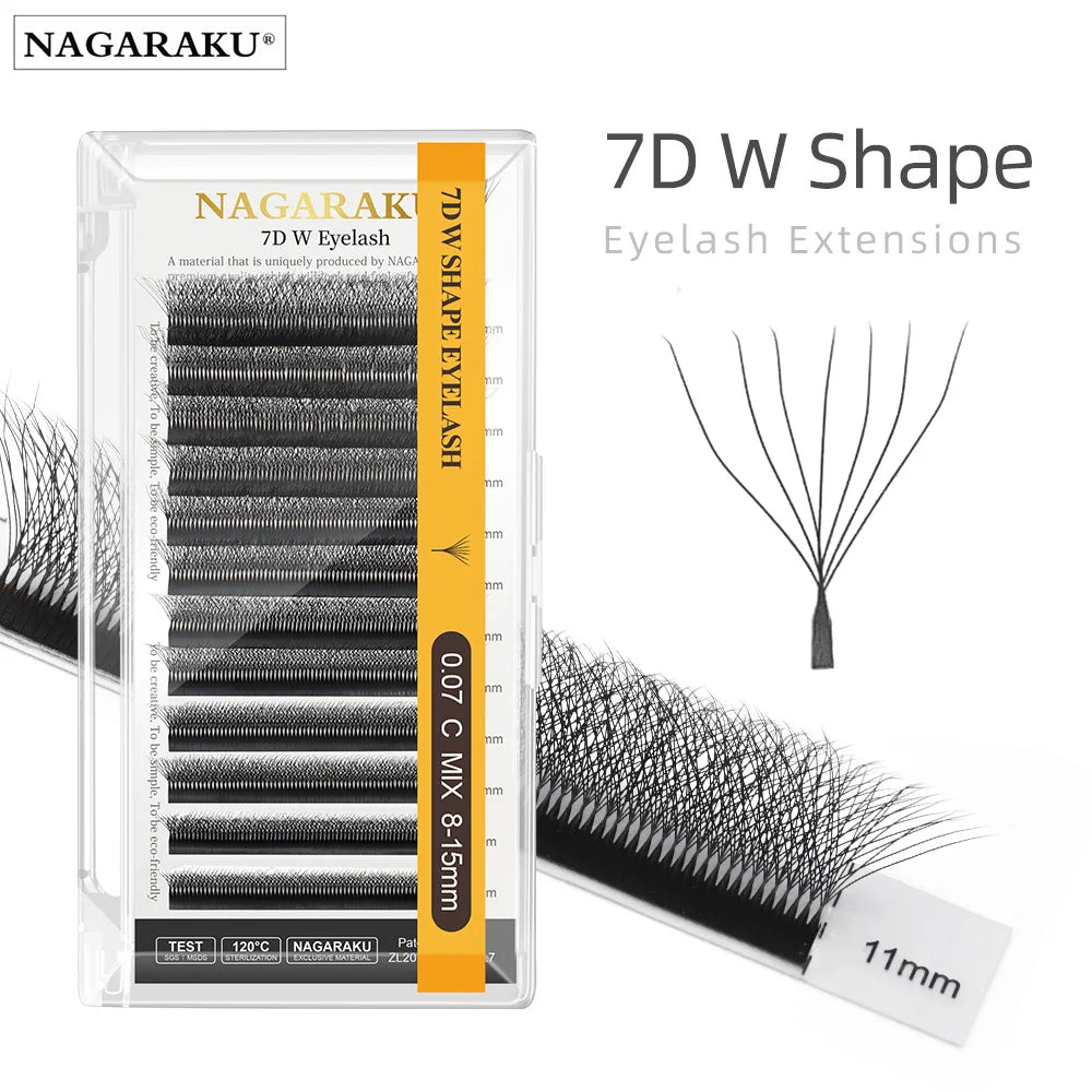 NAGARAKU Automatic Flowering W Shape Bloom 3D 4D 5D 6D 7D 8D Premade Fans Speed Eyelash Extensions Natural Soft Light Full Dense