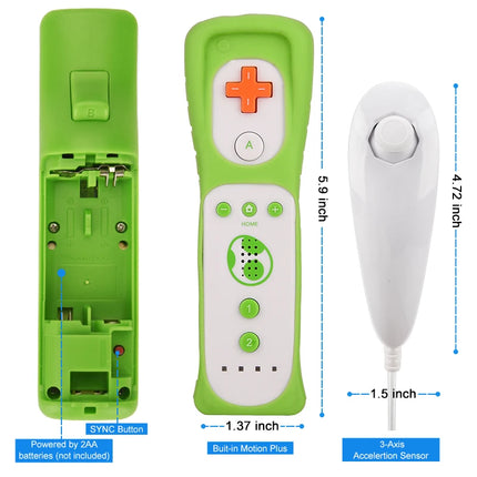 1 pair Wii Nunchuck Controller Set Motion Plus Remote Controller Wii Remote Controller Gamepad for Nintendo Wii Games Control