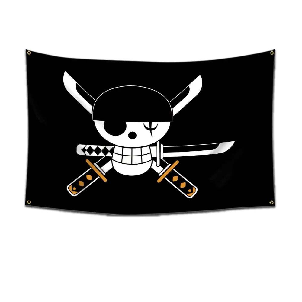 Anime One Piece Pirate Skull Flag Home Bedroom Wall Decor Banner Painting Luffy Straw Hat Pirates Flag Toys for Children Gift