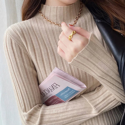Autumn Winter Knitted Ribbed Turtleneck Sweater Women Clothes 2025 Long Sleeve Slim Basic Pullover Woman Sweaters Solid Tops