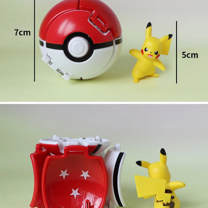Pokemon Elf Ball Figure Pikachu Charizard Blastoise Mewtwo Pocket Monster Variant Pokeball Deformation Toys Action Model Gift