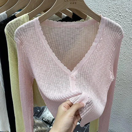 Summer Short Ice Silk Knitted Sun Protection Cardigan Women's Thin Suspender Skirt Layered Gauze Jacket Air-conditioned Cover Up