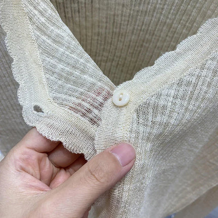 Summer Short Ice Silk Knitted Sun Protection Cardigan Women's Thin Suspender Skirt Layered Gauze Jacket Air-conditioned Cover Up