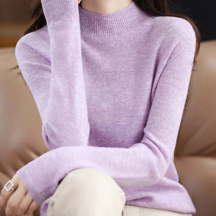 100% Merino Wool Cashmere Sweater Women Knitted Sweater Turtleneck Long Sleeve Pullovers Autumn Winter Clothing Warm Jumper Tops