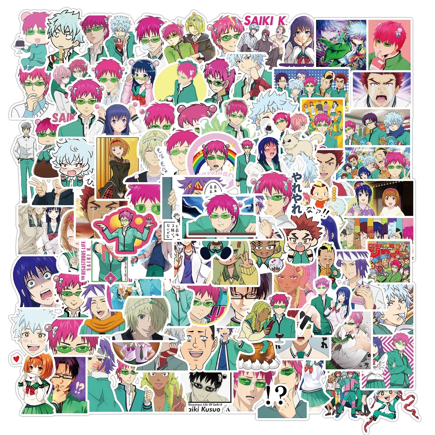 100PCS Mix Anime Collection Stickers Waterproof DIY Graffiti Phone Laptop Luggage Guitar Notebook Cup Cartoon Stickers Kids Toy