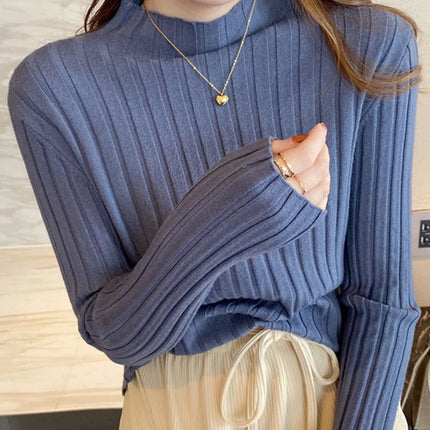 Autumn Winter Knitted Ribbed Turtleneck Sweater Women Clothes 2025 Long Sleeve Slim Basic Pullover Woman Sweaters Solid Tops