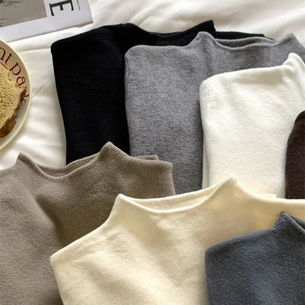 2025 Autumn Winter Fashion Slim Jumpers Top Solid Sweater Women Turtleneck Knitted Pullovers Harajuku Soft Warm Knitwear Sweater