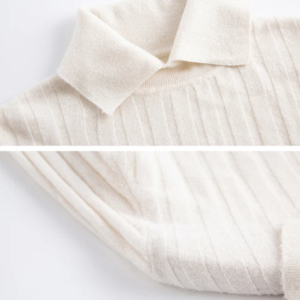 New Polo Collar Women's Knitted Sweater Long Sleeve Slim Fit Pullovers for Women Autumn Winter Sweaters Soft Warm Bottoming Tops