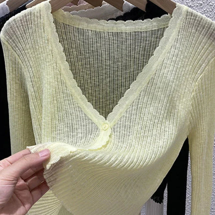 Summer Short Ice Silk Knitted Sun Protection Cardigan Women's Thin Suspender Skirt Layered Gauze Jacket Air-conditioned Cover Up