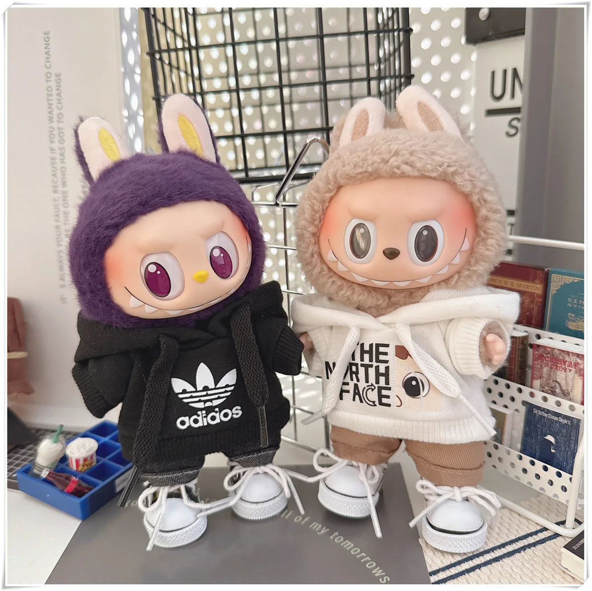 15/17cm Labubu V1 V2 V3 Doll Clothing Fashion Hoodie and Pants Set Korean Idol Trendy DIY Doll Clothing Accessories Toy Gift