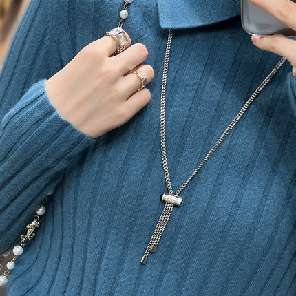 New Polo Collar Women's Knitted Sweater Long Sleeve Slim Fit Pullovers for Women Autumn Winter Sweaters Soft Warm Bottoming Tops