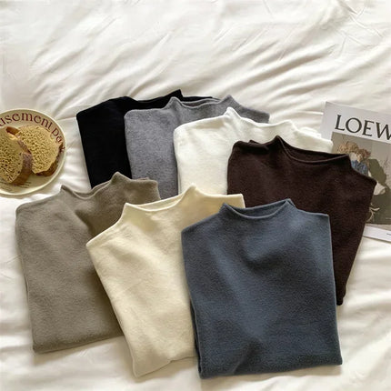 2025 Autumn Winter Fashion Slim Jumpers Top Solid Sweater Women Turtleneck Knitted Pullovers Harajuku Soft Warm Knitwear Sweater