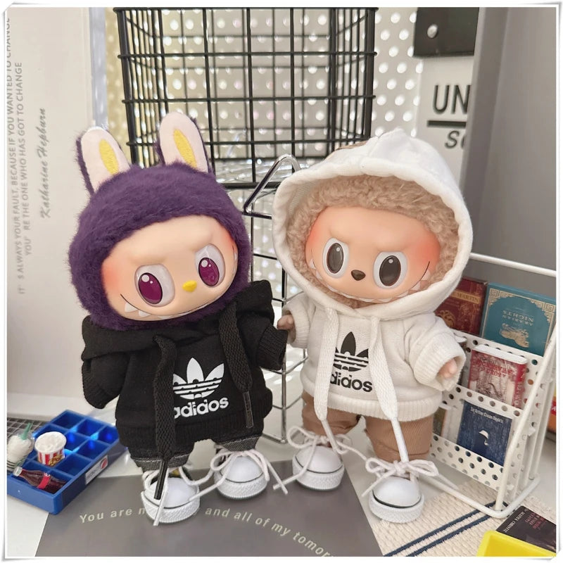 15/17cm Labubu V1 V2 V3 Doll Clothing Fashion Hoodie and Pants Set Korean Idol Trendy DIY Doll Clothing Accessories Toy Gift