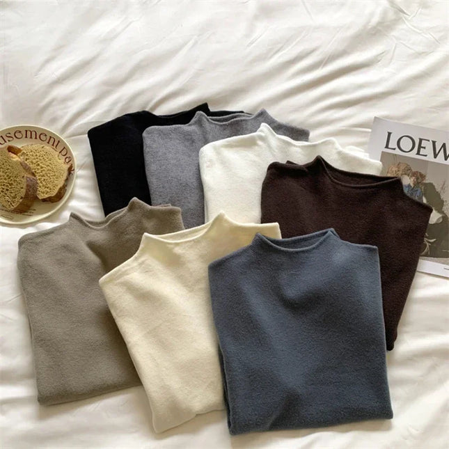2025 Autumn Winter Fashion Slim Jumpers Top Solid Sweater Women Turtleneck Knitted Pullovers Harajuku Soft Warm Knitwear Sweater