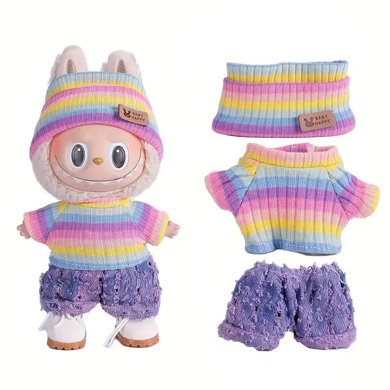 For Labubu Doll Clothing Cute Sweater Set 17cm Clothing Shoes Doll DIY Accessories Training Sitting Party Games Toys Gifts