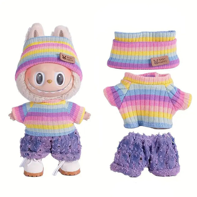 For Labubu Doll Clothing Cute Sweater Set 17cm Clothing Shoes Doll DIY Accessories Training Sitting Party Games Toys Gifts