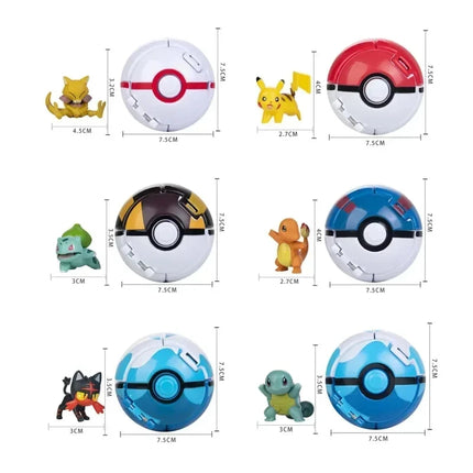 Pokemon Elf Ball Figure Pikachu Charizard Blastoise Mewtwo Pocket Monster Variant Pokeball Deformation Toys Action Model Gift