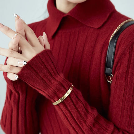 New Polo Collar Women's Knitted Sweater Long Sleeve Slim Fit Pullovers for Women Autumn Winter Sweaters Soft Warm Bottoming Tops