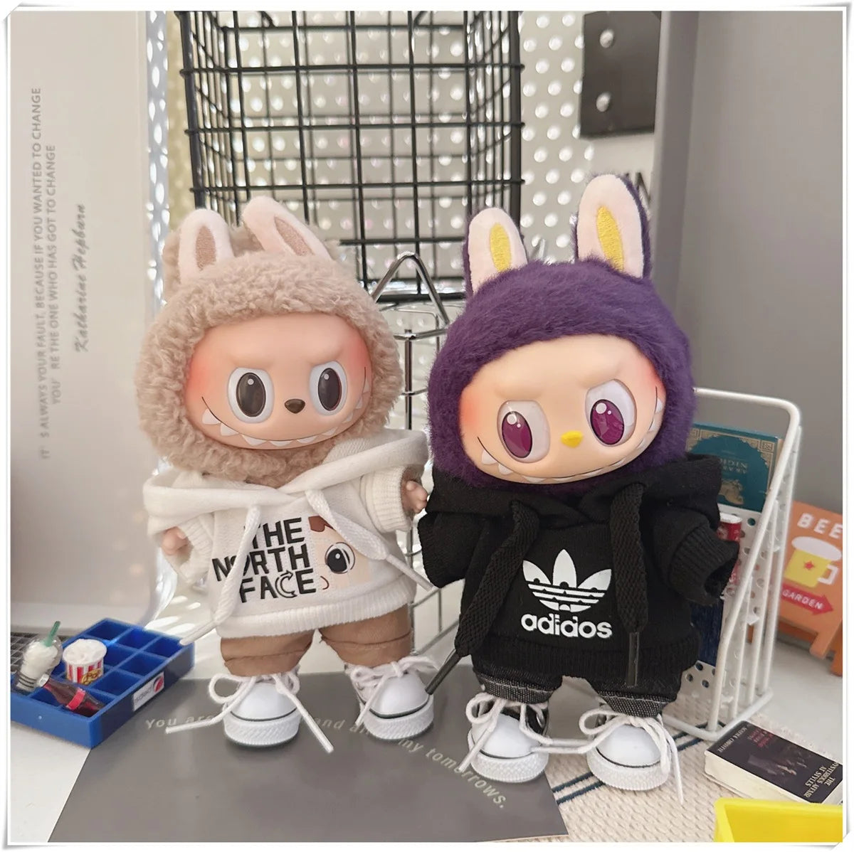 15/17cm Labubu V1 V2 V3 Doll Clothing Fashion Hoodie and Pants Set Korean Idol Trendy DIY Doll Clothing Accessories Toy Gift
