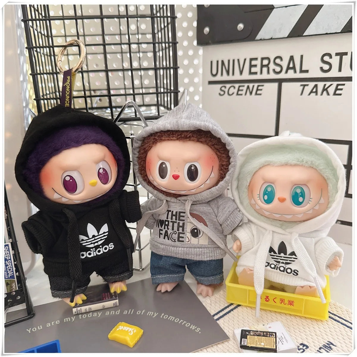 15/17cm Labubu V1 V2 V3 Doll Clothing Fashion Hoodie and Pants Set Korean Idol Trendy DIY Doll Clothing Accessories Toy Gift