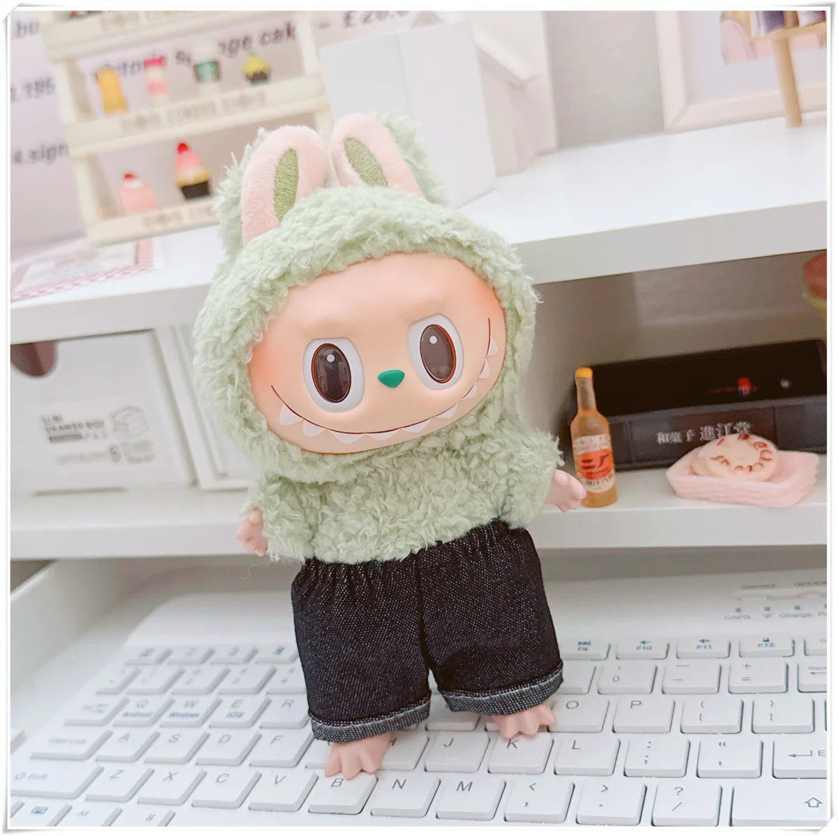 15/17cm Labubu V1 V2 V3 Doll Clothing Fashion Hoodie and Pants Set Korean Idol Trendy DIY Doll Clothing Accessories Toy Gift