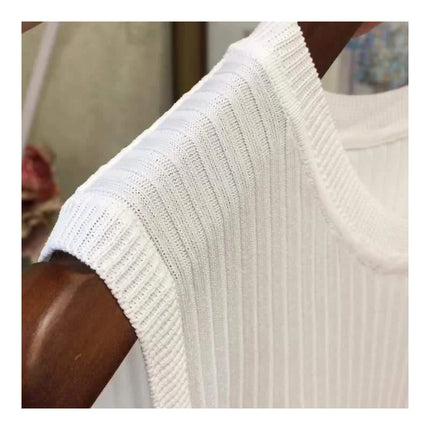2025 Summer New Fashion Knitted Vests O-neck Sleeveless Casual Thin Tops Sleeveless Blouse Women Shirt