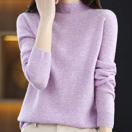 100% Merino Wool Cashmere Sweater Women Knitted Sweater Turtleneck Long Sleeve Pullovers Autumn Winter Clothing Warm Jumper Tops