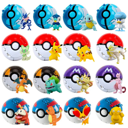 Pokemon Elf Ball Figure Pikachu Charizard Blastoise Mewtwo Pocket Monster Variant Pokeball Deformation Toys Action Model Gift