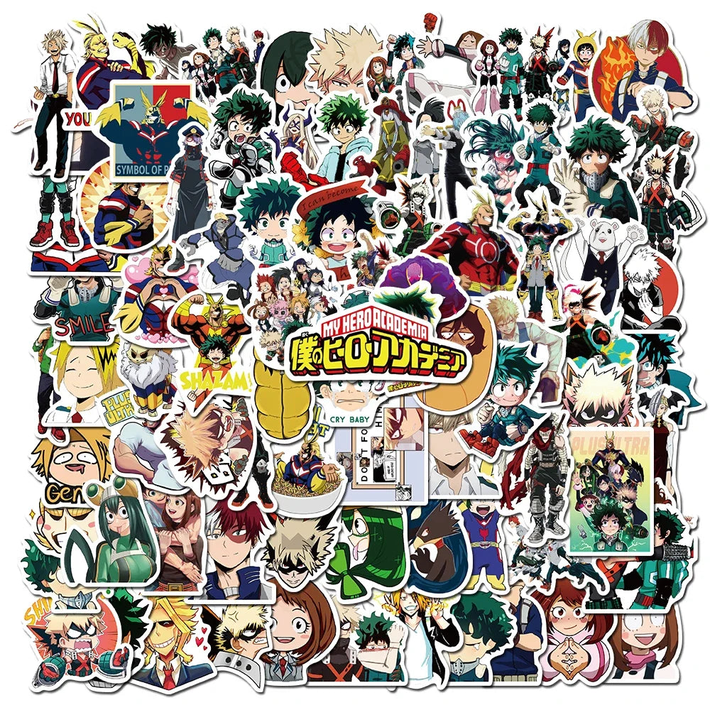 100PCS Mix Anime Collection Stickers Waterproof DIY Graffiti Phone Laptop Luggage Guitar Notebook Cup Cartoon Stickers Kids Toy