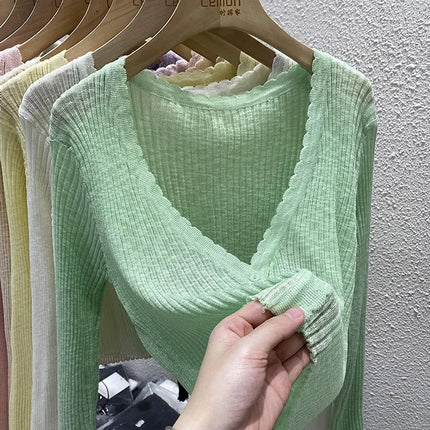 Summer Short Ice Silk Knitted Sun Protection Cardigan Women's Thin Suspender Skirt Layered Gauze Jacket Air-conditioned Cover Up