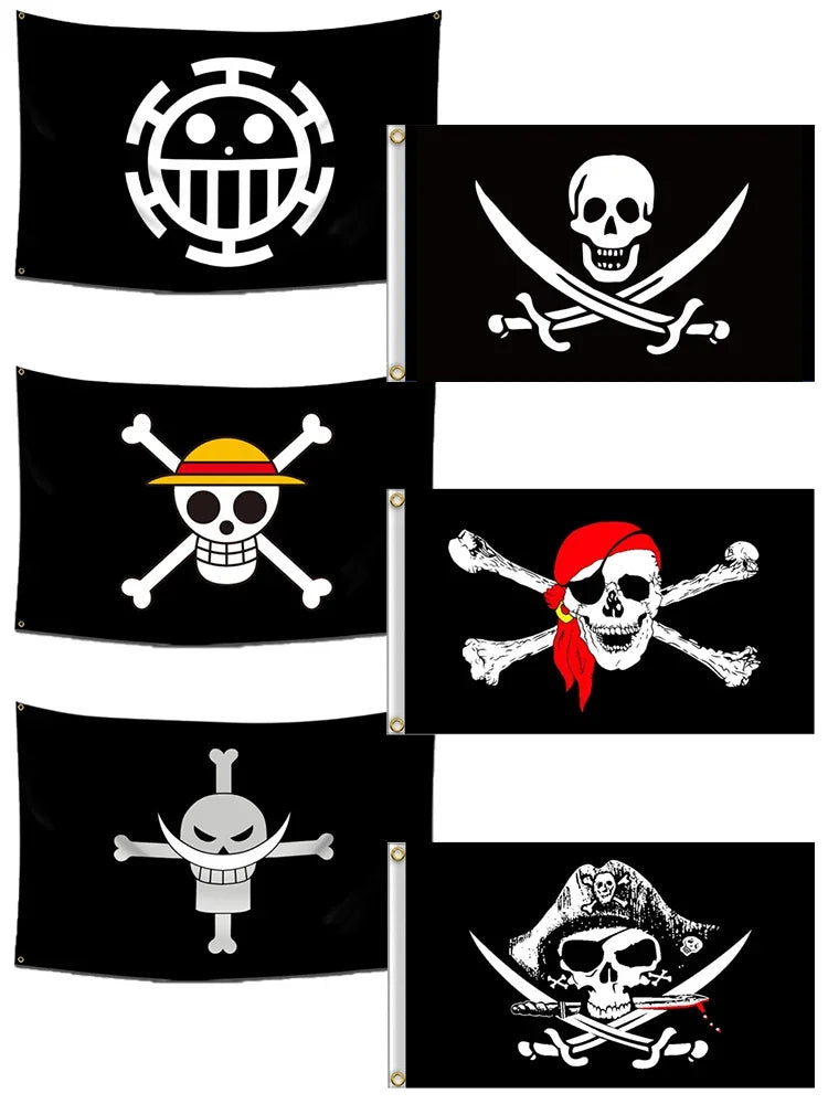 Anime One Piece Pirate Skull Flag Home Bedroom Wall Decor Banner Painting Luffy Straw Hat Pirates Flag Toys for Children Gift