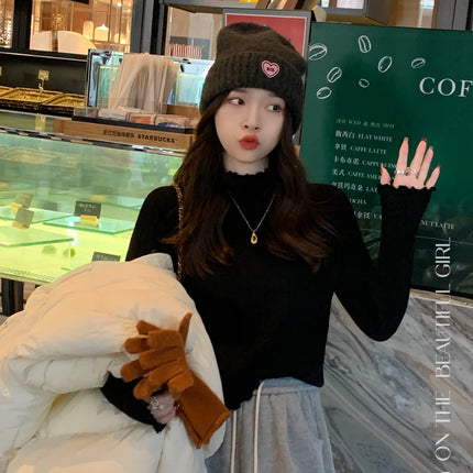 2025 Ruched Turtleneck Women Sweaters Autumn Winter Warm Pullover Slim Tops Knitted Sweater Jumper Soft Pull Female