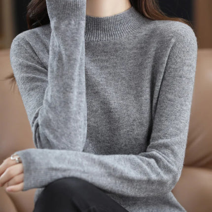 100% Merino Wool Cashmere Sweater Women Knitted Sweater Turtleneck Long Sleeve Pullovers Autumn Winter Clothing Warm Jumper Tops