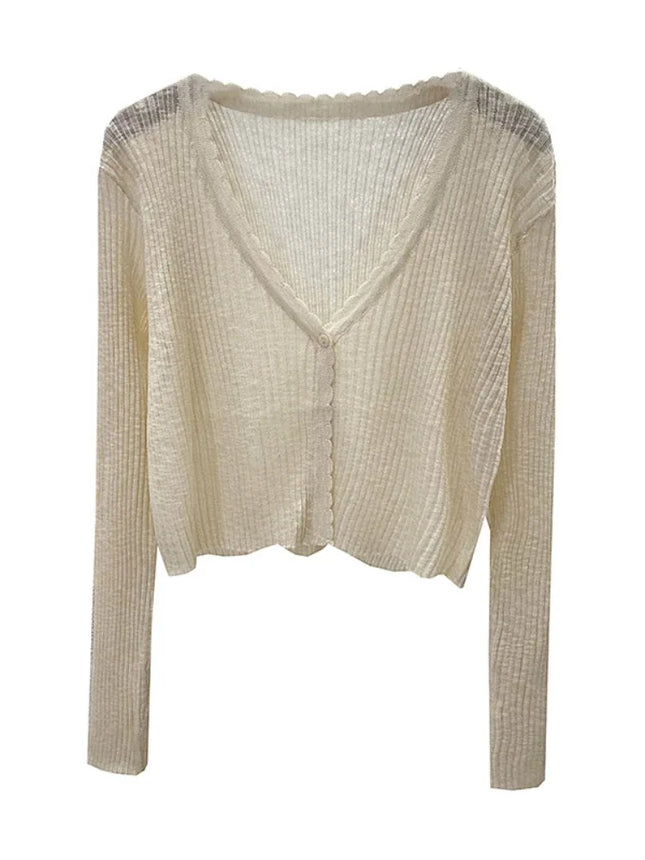 Summer Short Ice Silk Knitted Sun Protection Cardigan Women's Thin Suspender Skirt Layered Gauze Jacket Air-conditioned Cover Up