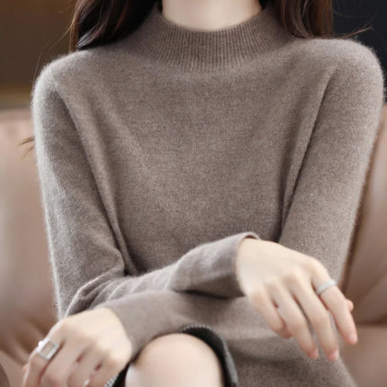 100% Merino Wool Cashmere Sweater Women Knitted Sweater Turtleneck Long Sleeve Pullovers Autumn Winter Clothing Warm Jumper Tops