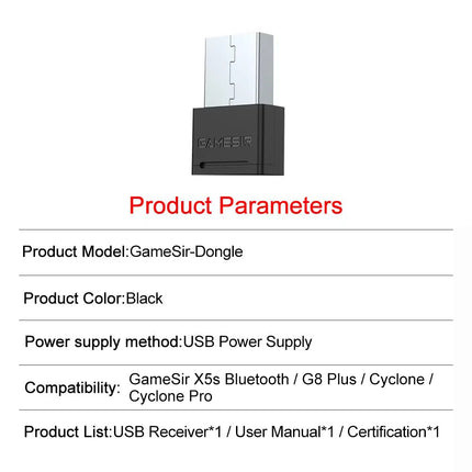 Gamesir X5s Bluetooth G8 Plus G8+ Galileo Plus Cyclone Cyclone Pro 2.4g Wireless Dongle Receiver Adpter Game Console Accessories