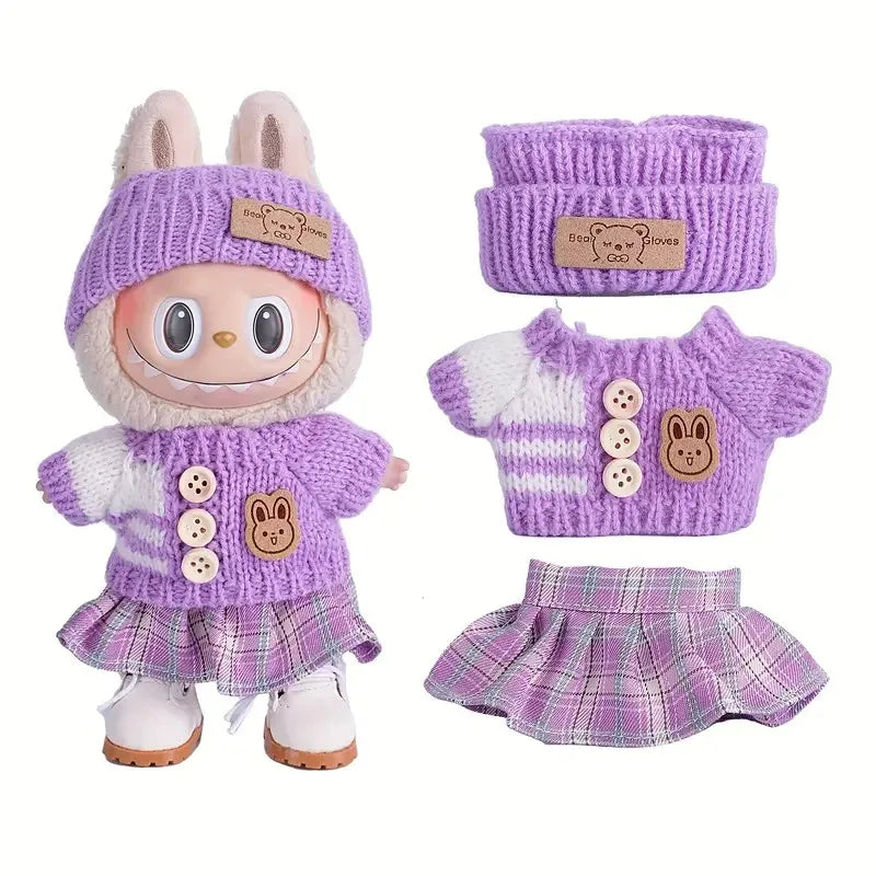 For Labubu Doll Clothing Cute Sweater Set 17cm Clothing Shoes Doll DIY Accessories Training Sitting Party Games Toys Gifts