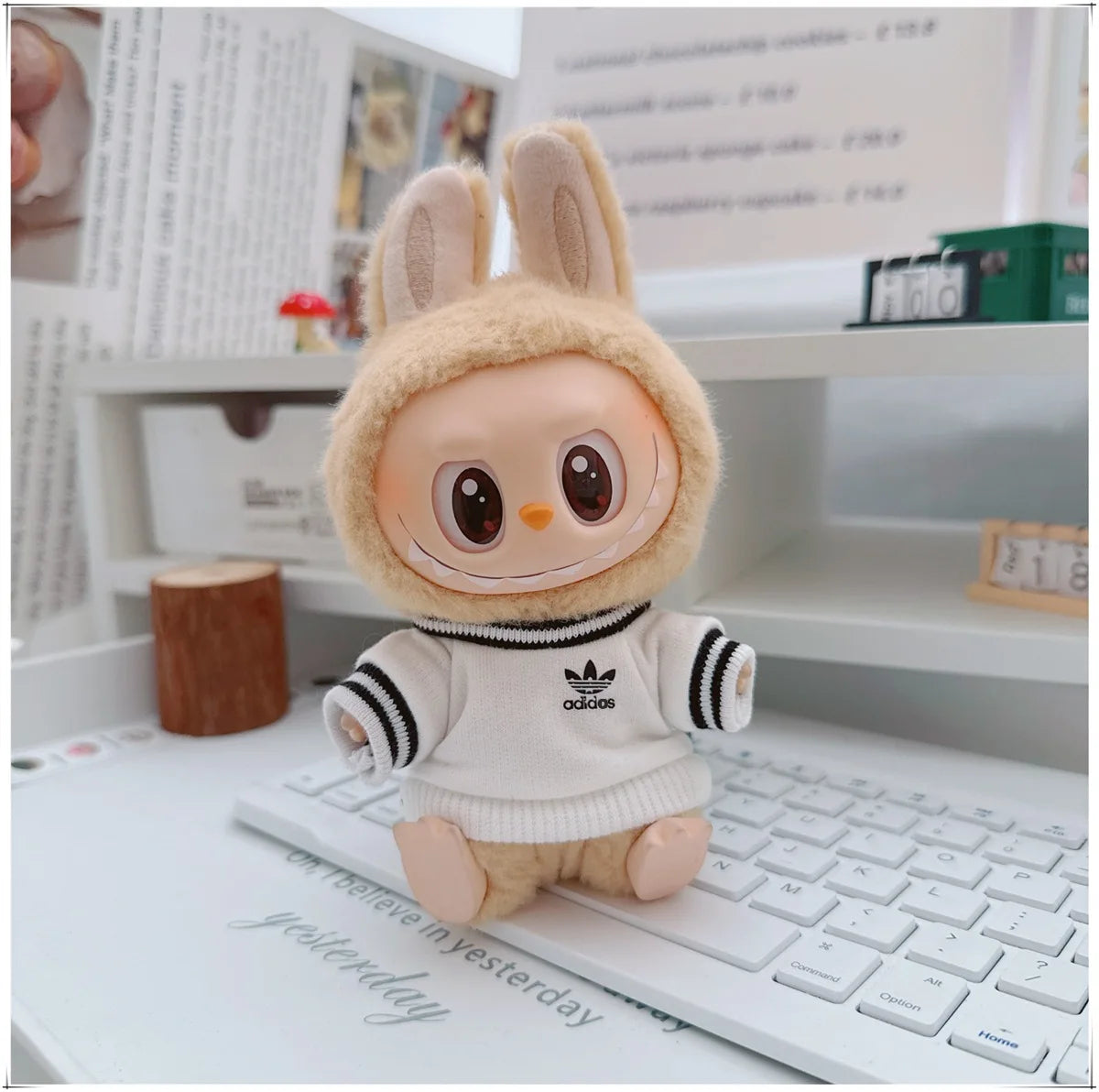 15/17cm Labubu V1 V2 V3 Doll Clothing Fashion Hoodie and Pants Set Korean Idol Trendy DIY Doll Clothing Accessories Toy Gift