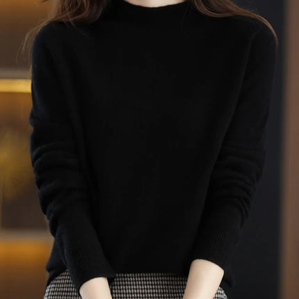100% Merino Wool Cashmere Sweater Women Knitted Sweater Turtleneck Long Sleeve Pullovers Autumn Winter Clothing Warm Jumper Tops