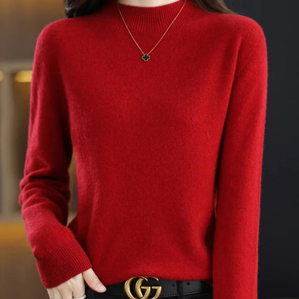 100% Merino Wool Cashmere Sweater Women Knitted Sweater Turtleneck Long Sleeve Pullovers Autumn Winter Clothing Warm Jumper Tops