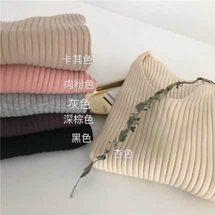Korean Autumn V Neck Sweater Knitted Fashion Sweaters 2025 Slim Winter Tops For Women Pullover Jumper Pull Femme Truien Dames