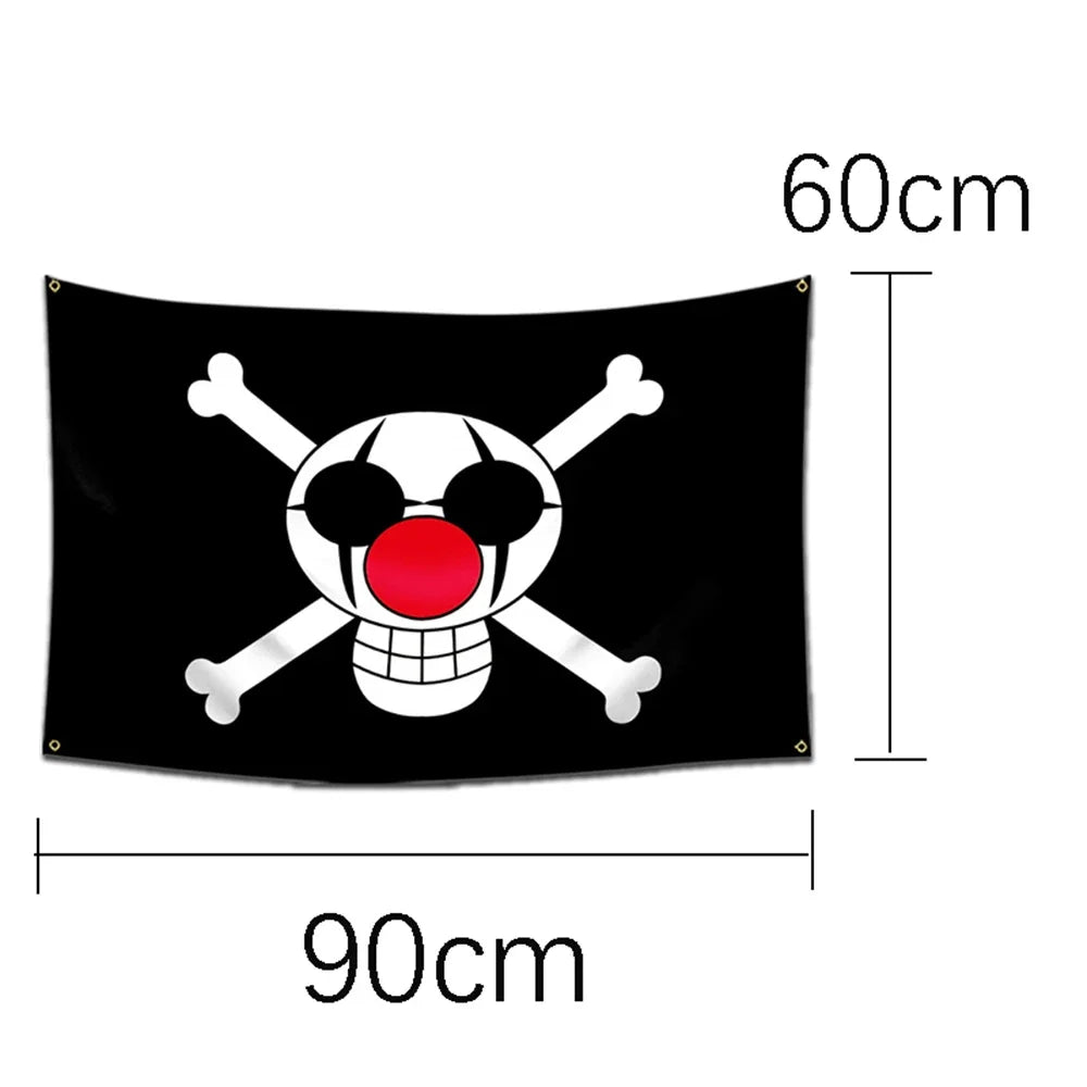 Anime One Piece Pirate Skull Flag Home Bedroom Wall Decor Banner Painting Luffy Straw Hat Pirates Flag Toys for Children Gift