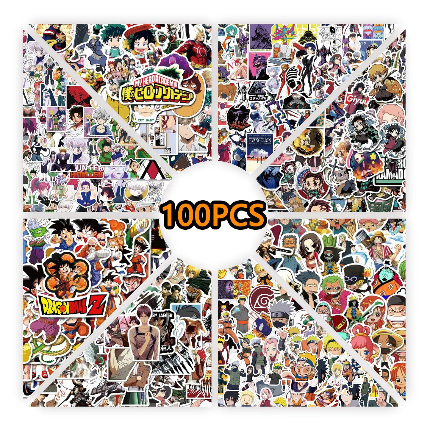 100PCS Mix Anime Collection Stickers Waterproof DIY Graffiti Phone Laptop Luggage Guitar Notebook Cup Cartoon Stickers Kids Toy