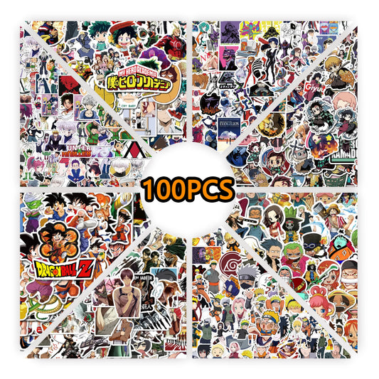 100PCS Mix Anime Collection Stickers Waterproof DIY Graffiti Phone Laptop Luggage Guitar Notebook Cup Cartoon Stickers Kids Toy