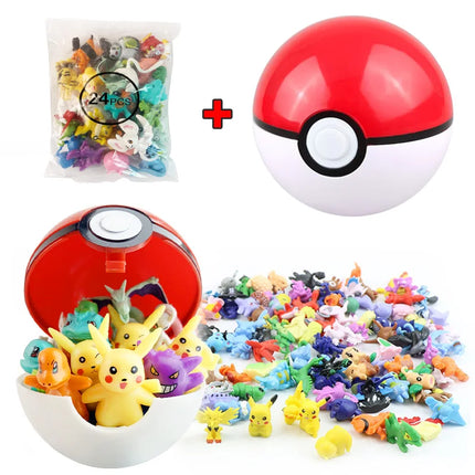 24pcs Pokemon Figure Different Styles Tomy Model Collection 2-3cm Pikachu Anime Pokeball Poke Ball Go Elf Toys Dolls Child Gift